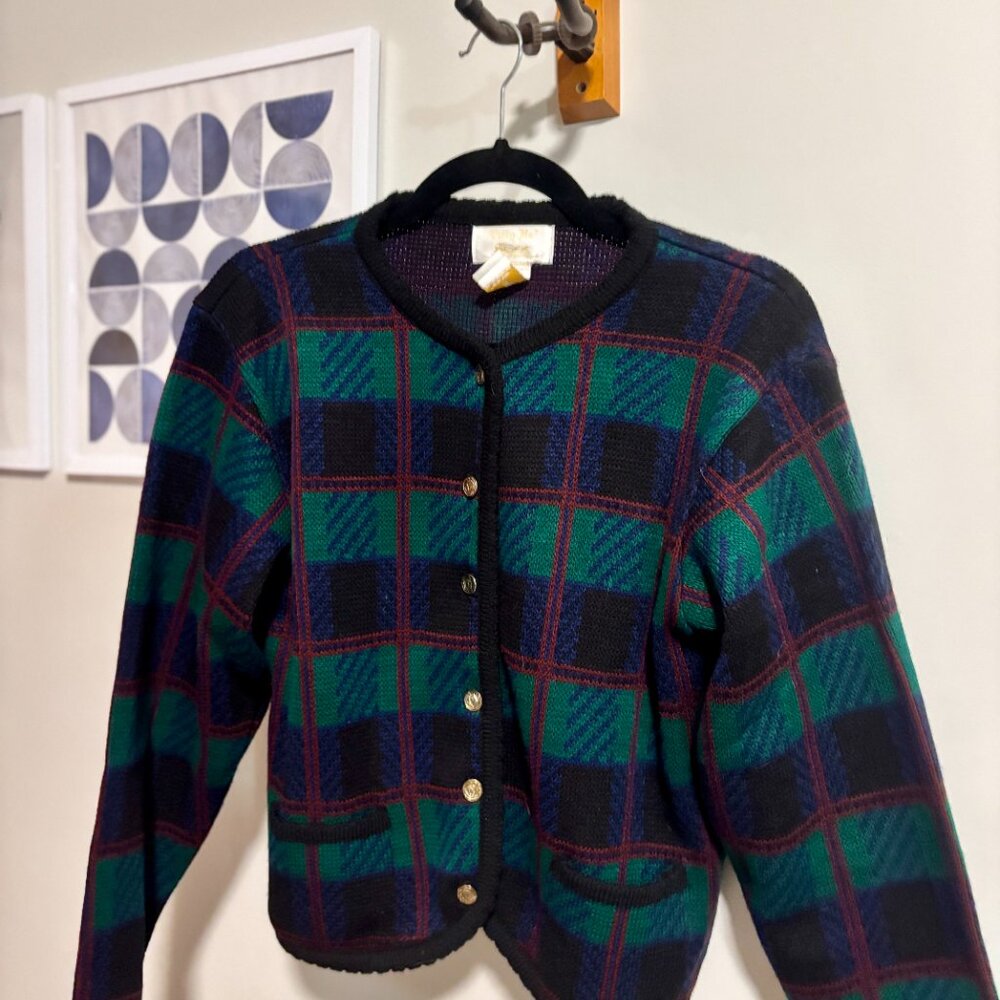 Tally Ho • vintage plaid cardigan 80s - Picture 8 of 8